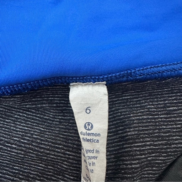 Lululemon Pace Rival Crop Black Heathered Wee Stripe Blue Waistband size 6 - Picture 7 of 11